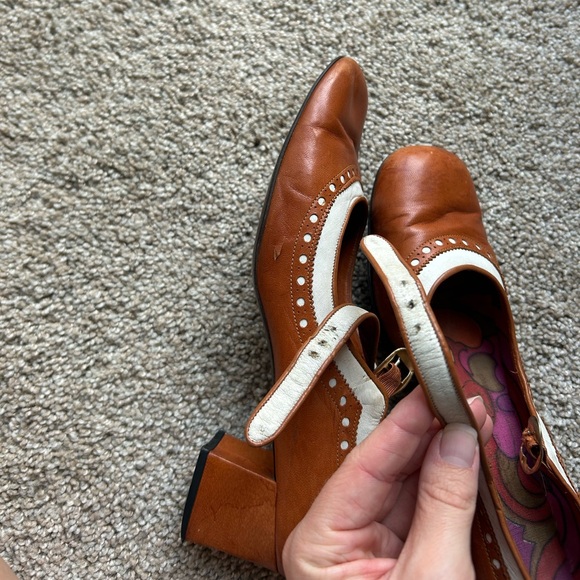 Vintage 50s/60s Leather Mary Jane Kitten Heels - Picture 6 of 6